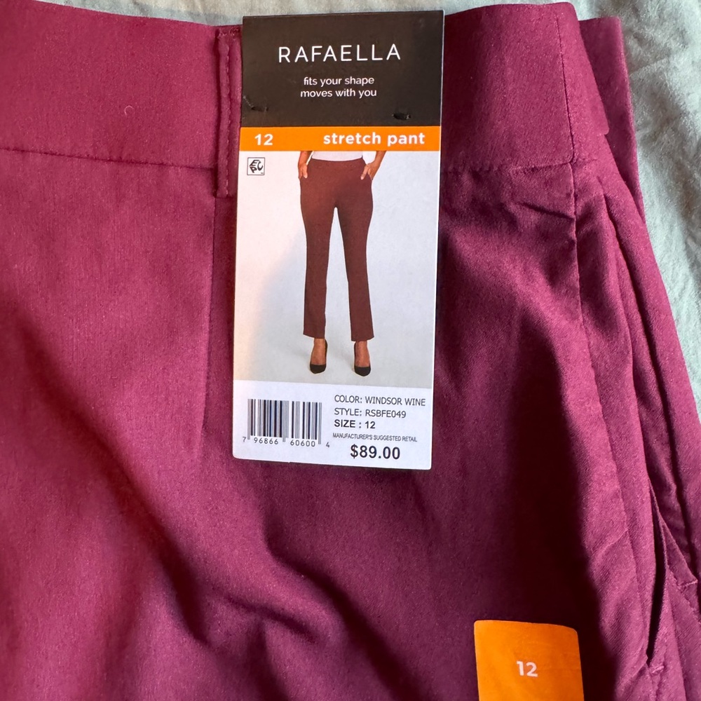 Rafaella Women's Deep Red Straight Leg Pants - Picture 3 of 4